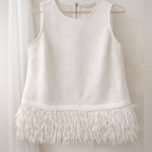 7th Avenue Design Studio White Lace Fringe Top XS – Sleeveless